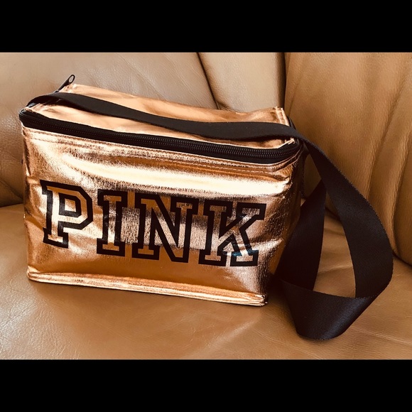 Victoria’s Secret PINK Metallic Cooler, Lunch Bag With Shoulder Strap, EUC - Picture 6 of 10